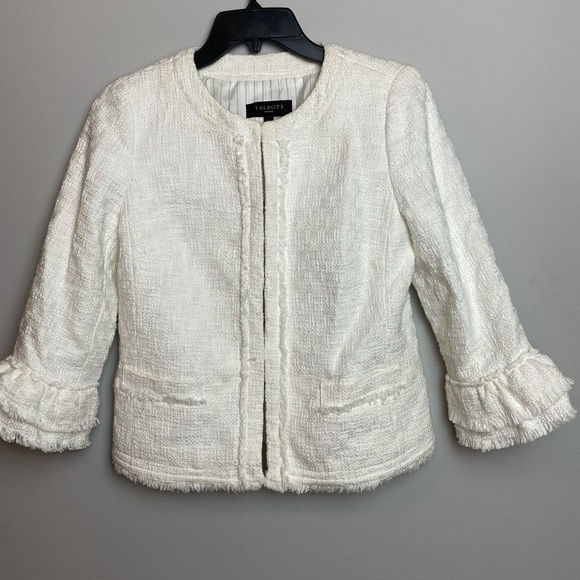Talbots White Blazer with Sleeve Detailing - Picture 1 of 7